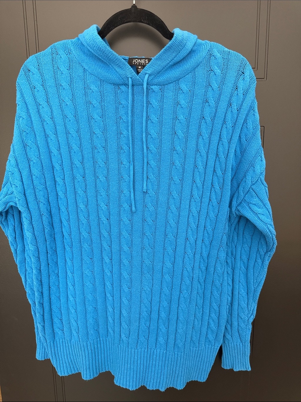 Jones New York Women’s Cable-Knit Hoodie Sweater - Turquoise Blue